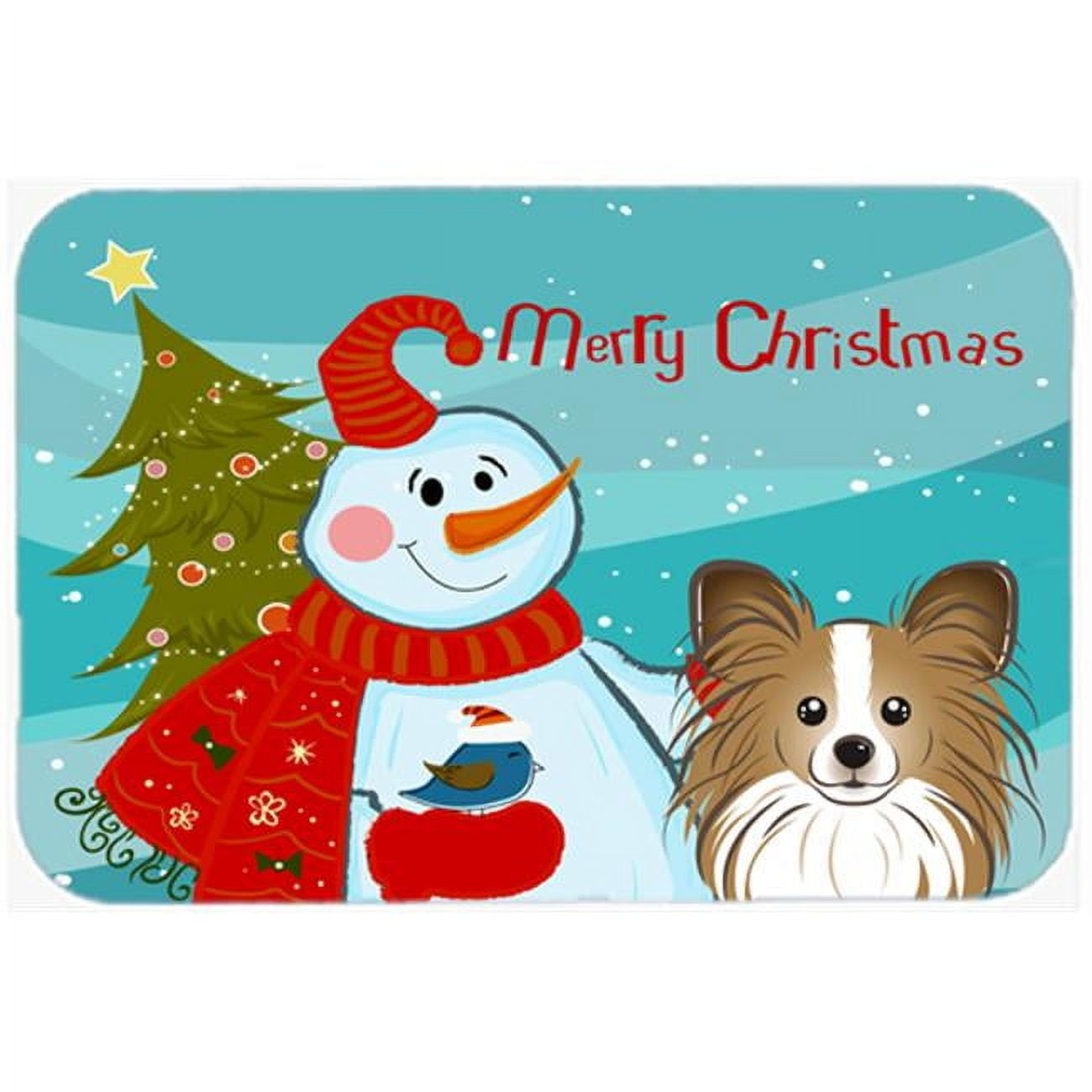 Caroline's Treasures Snowman with Papillon Glass Cutting Board Large