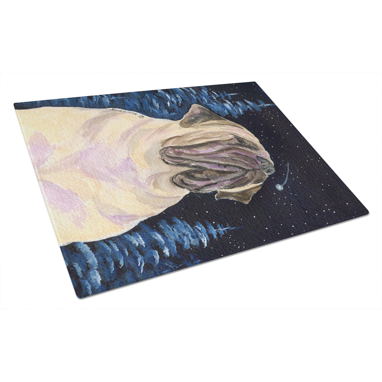 Caroline's Treasures Starry Night Mastiff Glass Cutting Board Large