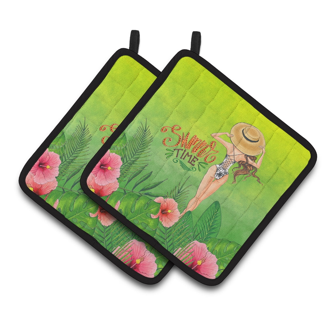 Caroline's Treasures Summer Time Lady in Swimsuit Pair of Pot Holders