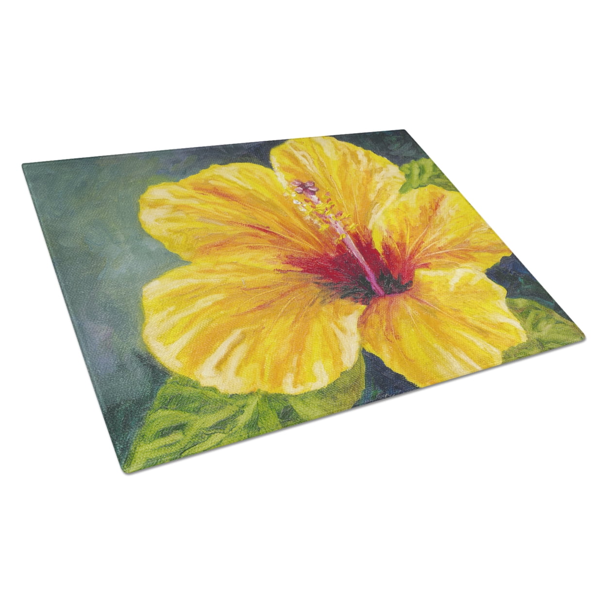 Caroline's Treasures TMTR0321LCB Yellow Hibiscus by Malenda Trick Glass Cutting Board Large, 12H x 16W, multicolor