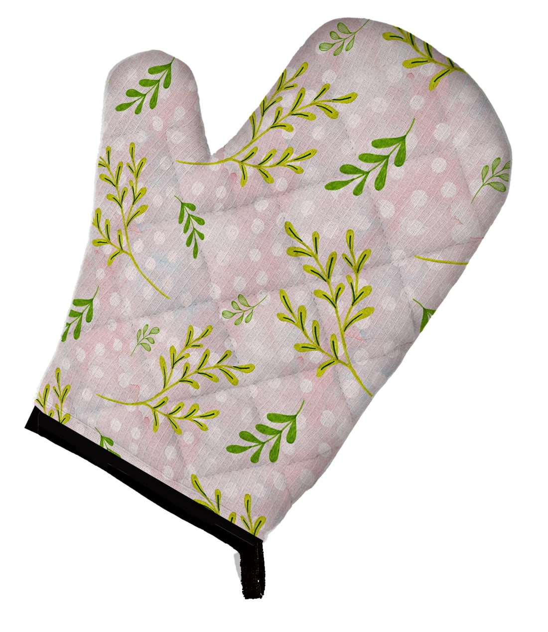 Watercolor Leaves Pink Oven Mitt