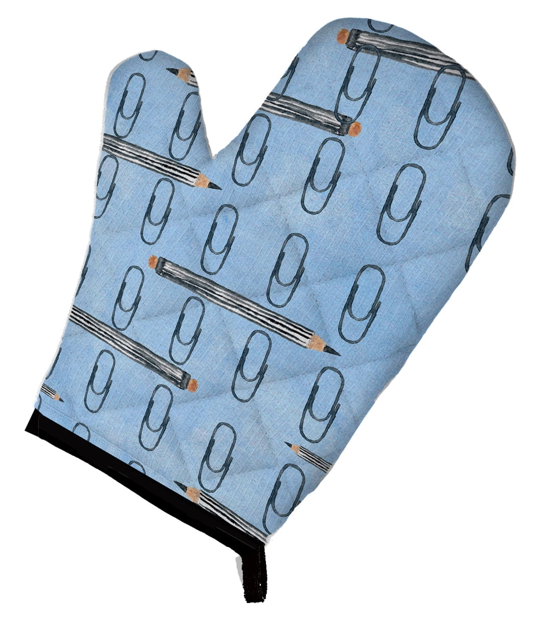 Watercolor Organized Paper Clips Blue Oven Mitt