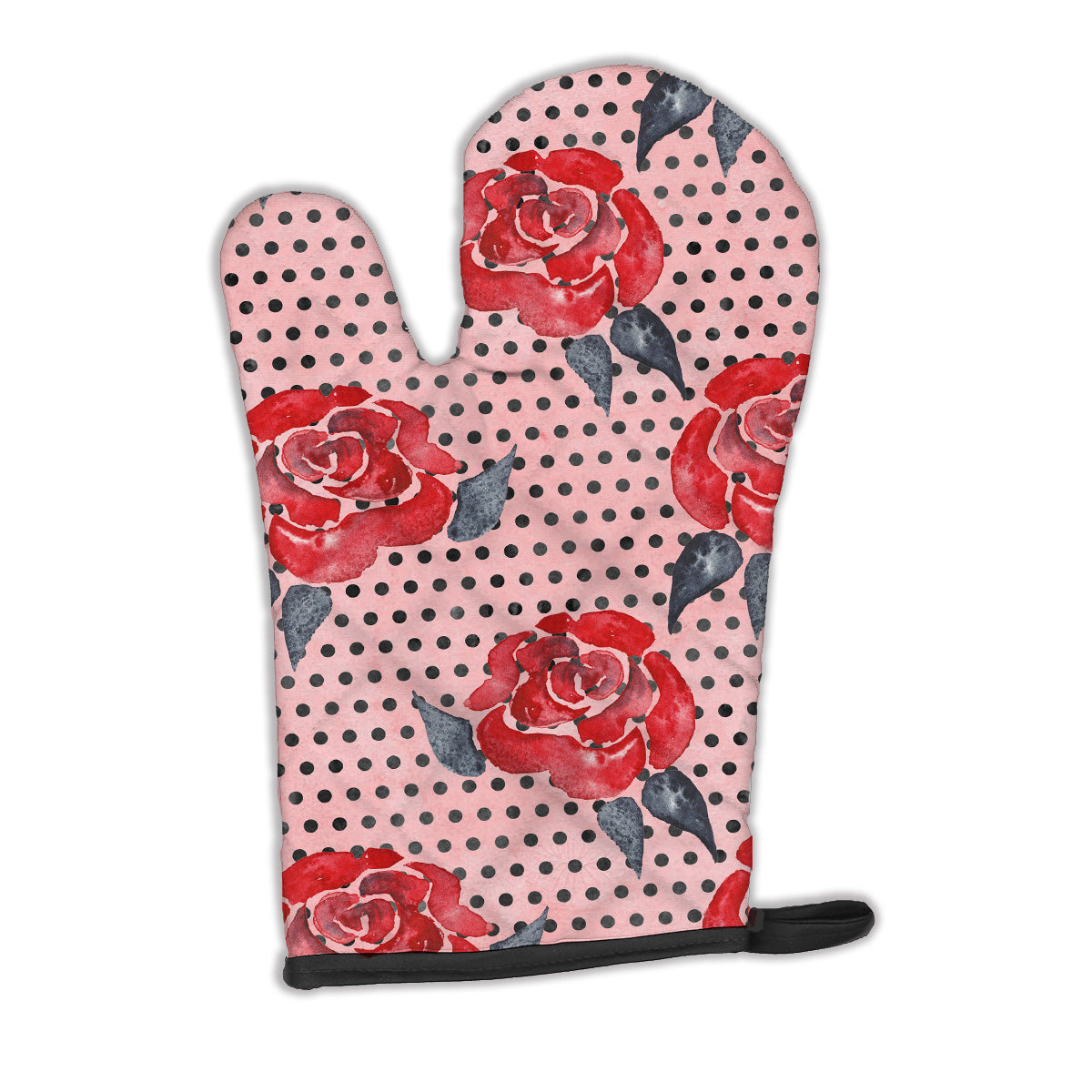 Caroline's Treasures Watercolor Red Roses and Polkadots Oven Mitt