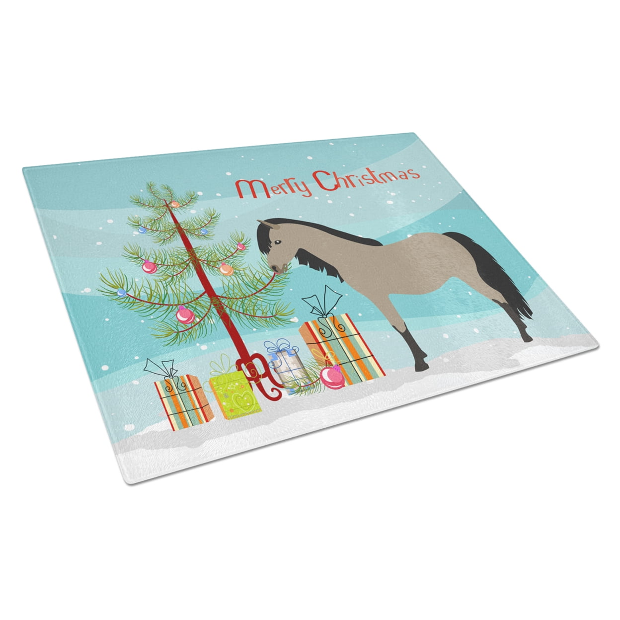 Welsh Pony Horse Christmas Glass Cutting Board Large