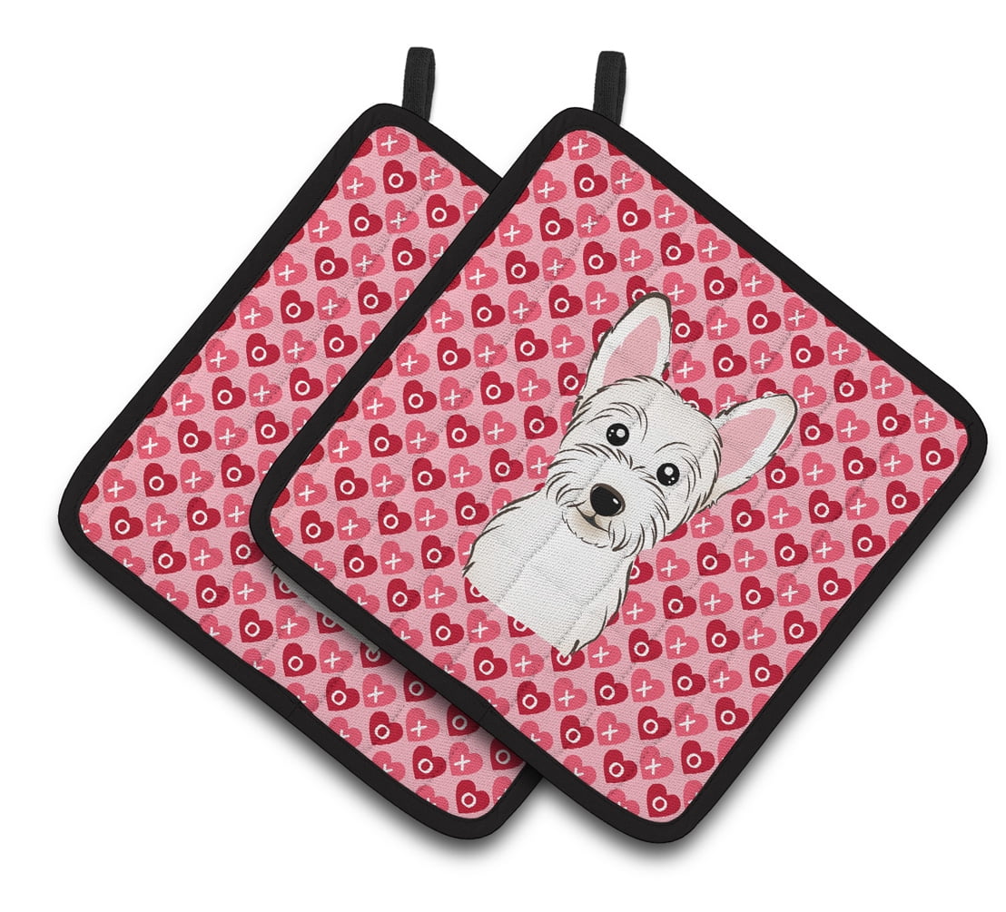 Westie Hearts Pair of Pot Holders