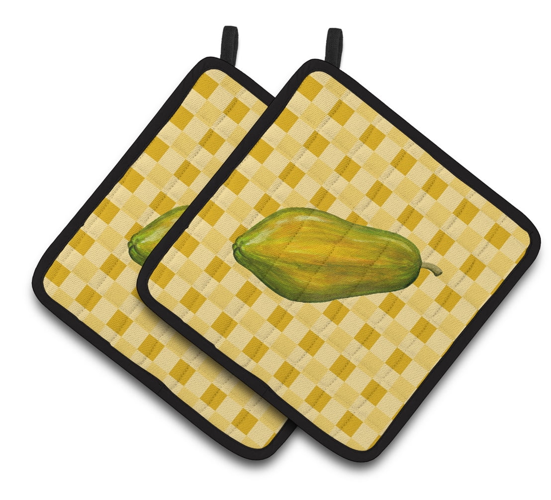 Caroline's Treasures Whole Papaya on Basketweave Pair of Pot Holders