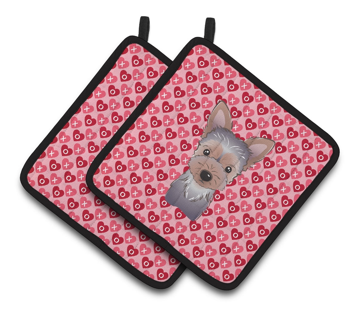 Caroline's Treasures Yorkie Puppy Hearts Pair of Pot Holders
