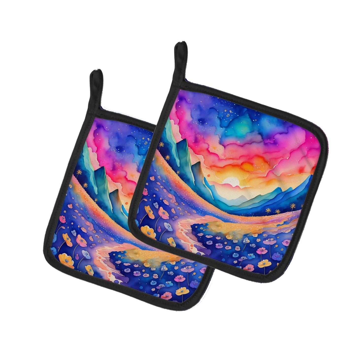 Carolines Treasures 0.3 x 7.5 x 7.5 in. Colorful Periwinkles Pair of Pot Holders