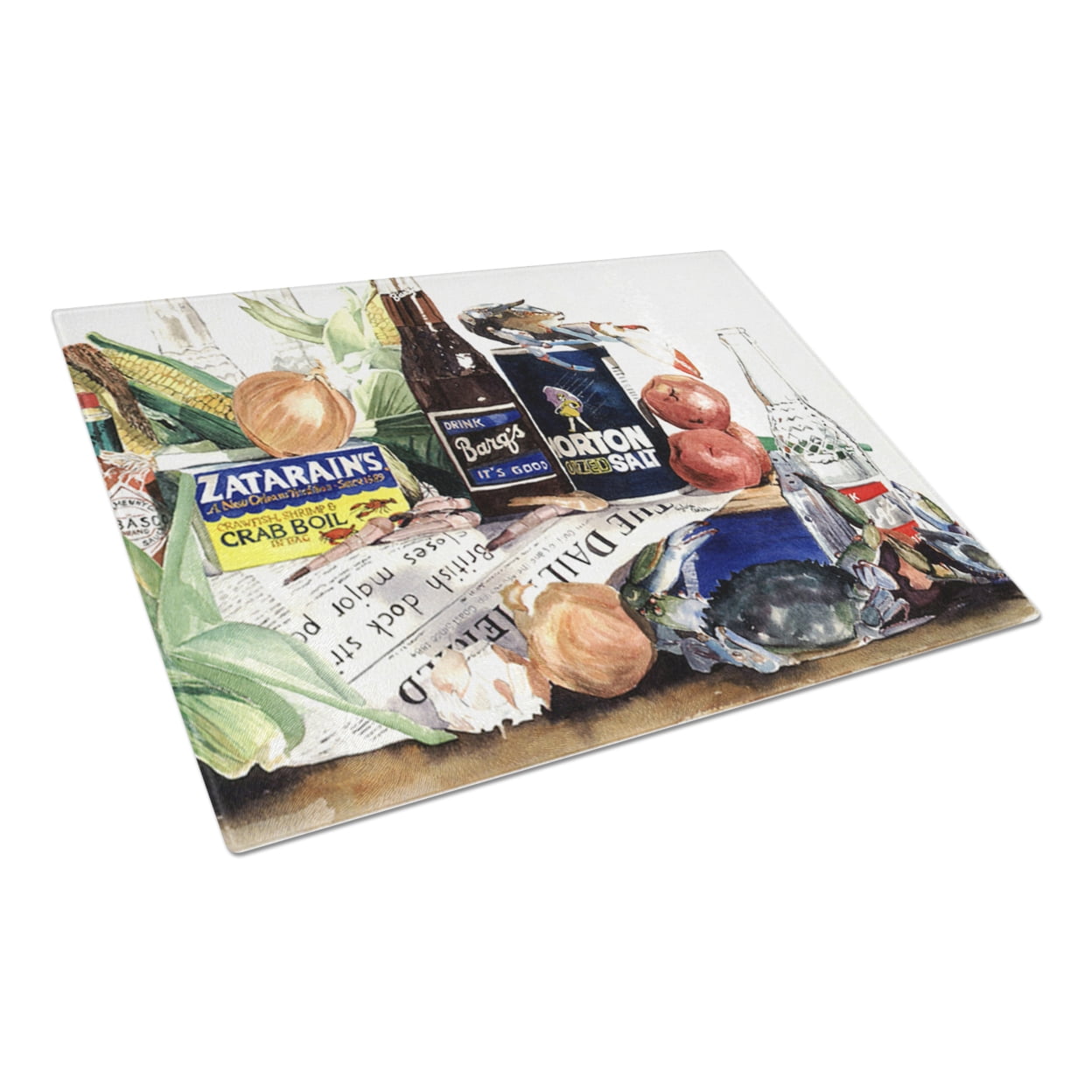 Carolines Treasures 1002LCB Barqs, Crabs, and spices Glass Cutting Board Large, 12H x 16W, multicolor