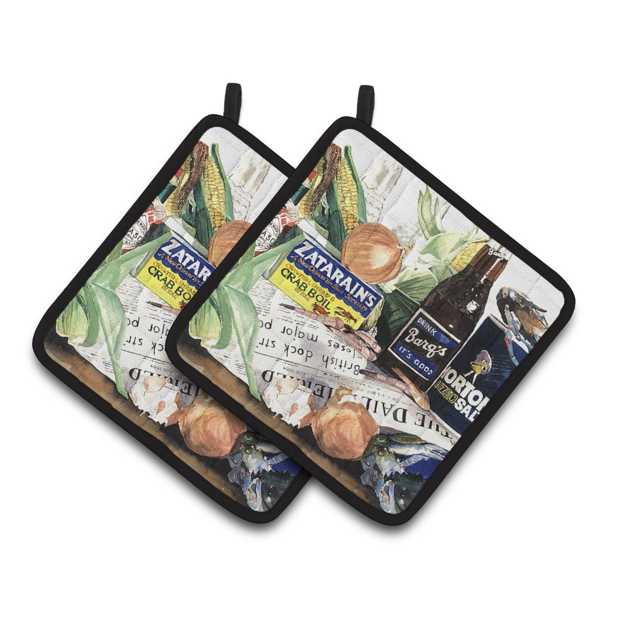 Carolines Treasures 1002PTHD Barqs, Crabs, and spices Pair of Pot Holders , 7.5HX7.5W, multicolor