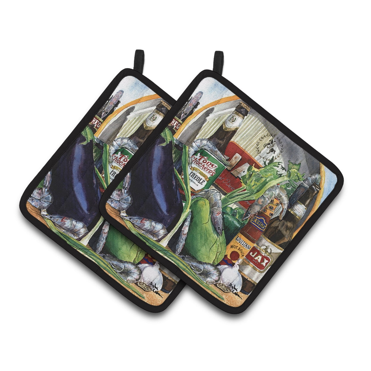 Eggplant and New Orleans Beers Pair of Pot Holders