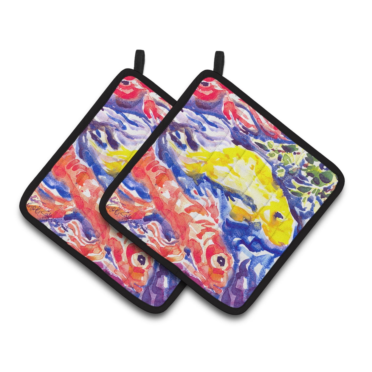 Carolines Treasures 6116PTHD Fish - Koi in the pond Pair of Pot Holders , 7.5HX7.5W, multicolor