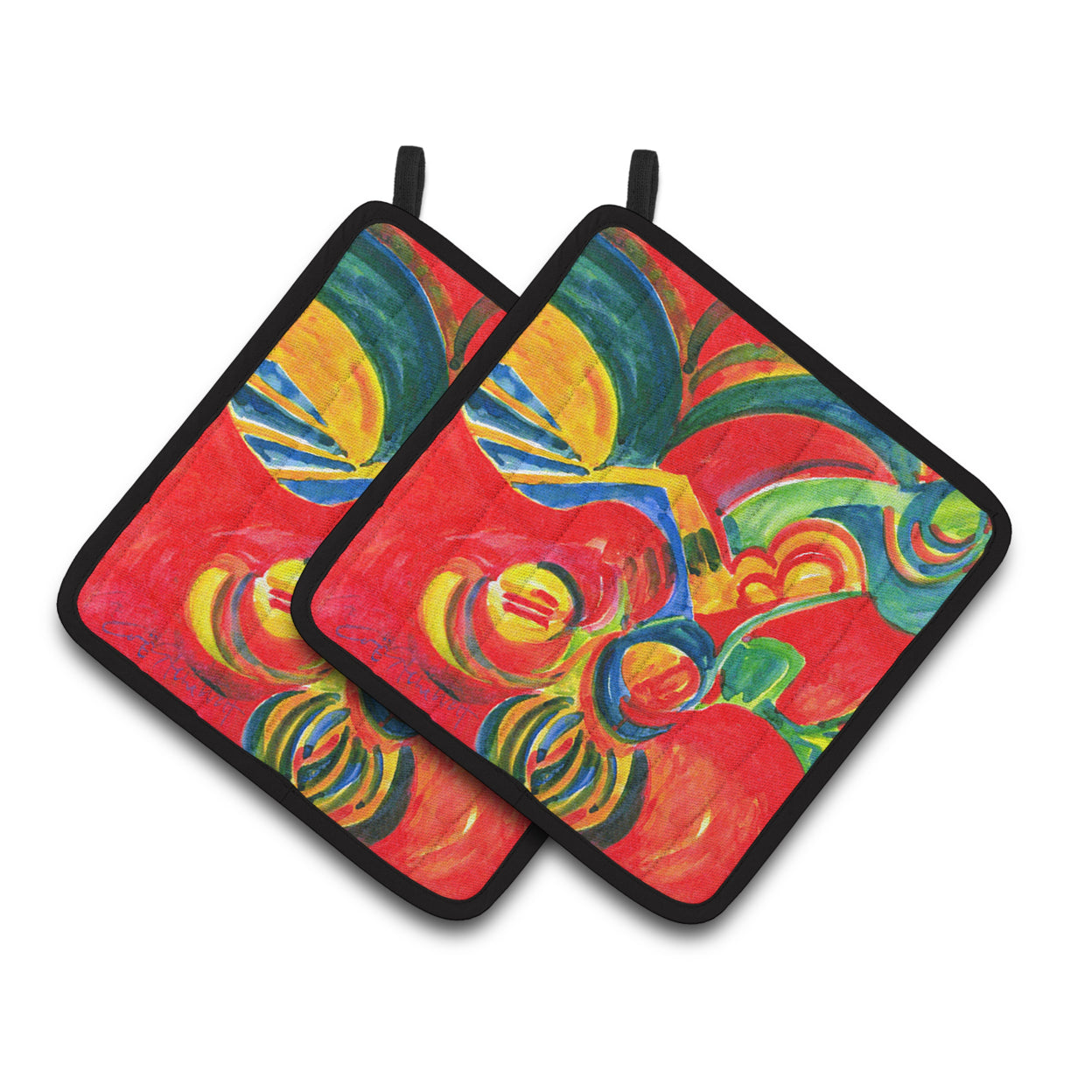 Carolines Treasures 6128PTHD Christmas Holly Berries Abstract Pair of Pot Holders
