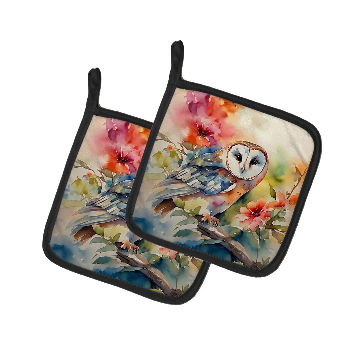 Carolines Treasures 7.5 x 7.5 in. Barn Owl Pot Holders - Set of 2