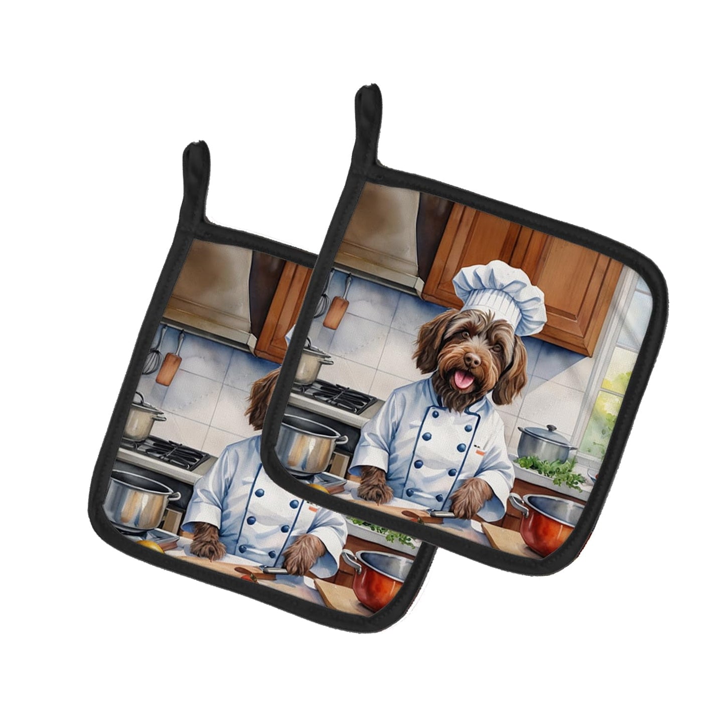 Carolines Treasures 7.5 x 7.5 in. Unisex Wirehaired Pointing Griffon The Chef Pair of Pot Holder