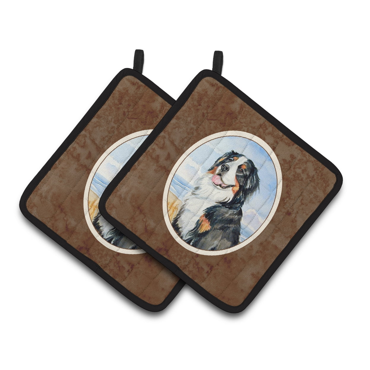Carolines Treasures 7012PTHD Mommas Love Bernese Mountain Dog Pair of Pot Holders , 7.5HX7.5W, multicolor