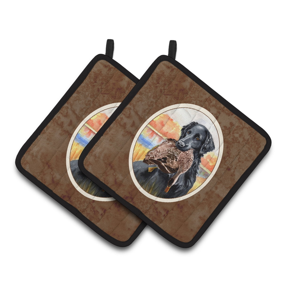 Carolines Treasures 7032PTHD Flat Coated Retriever Pair of Pot Holders , 7.5HX7.5W, multicolor