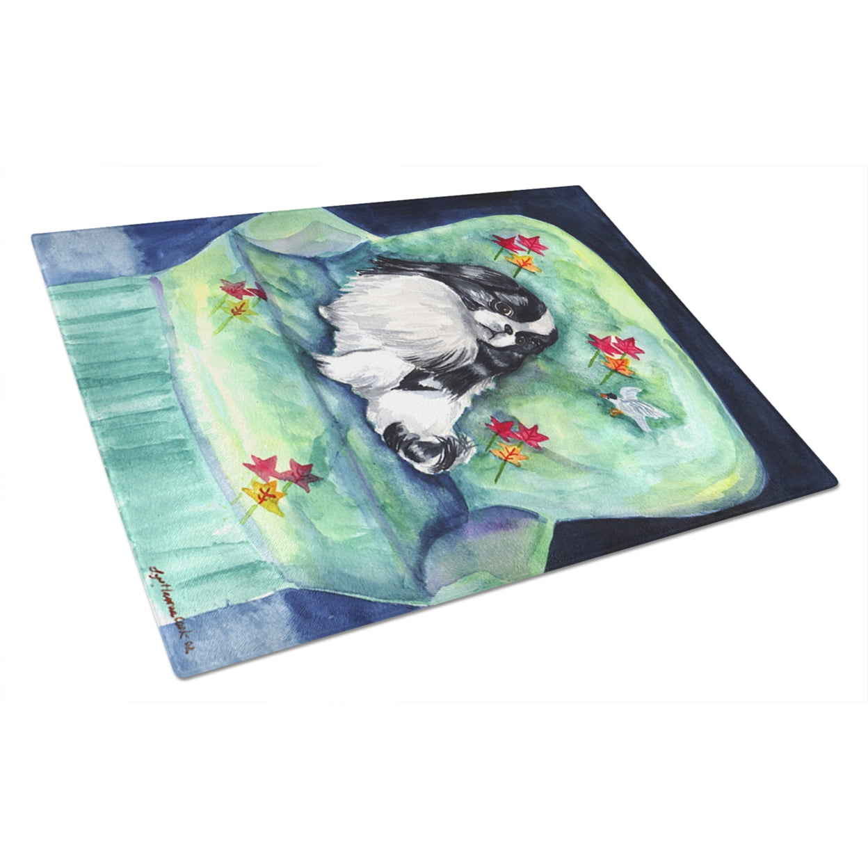 Carolines Treasures 7034LCB Mejilla Japonesa en Silla de Mamá Tabla de Cortar de Vidrio Grande, 12H x 16W, multicolor