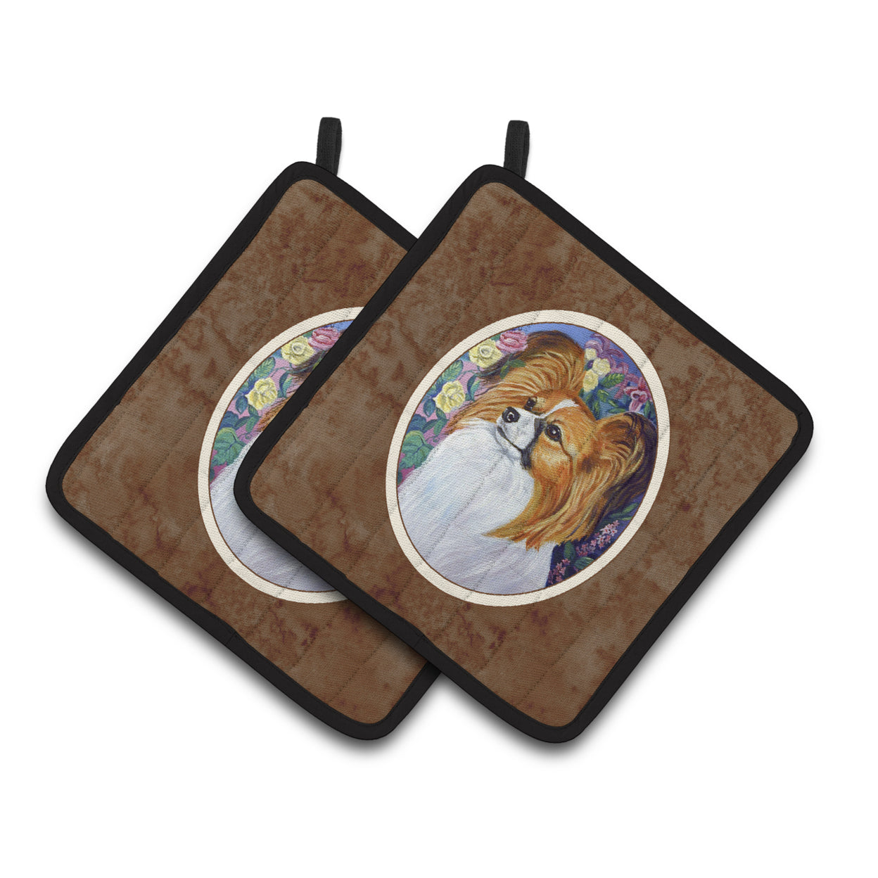 Carolines Treasures 7041PTHD Papillon Pair of Pot Holders , 7.5HX7.5W, multicolor