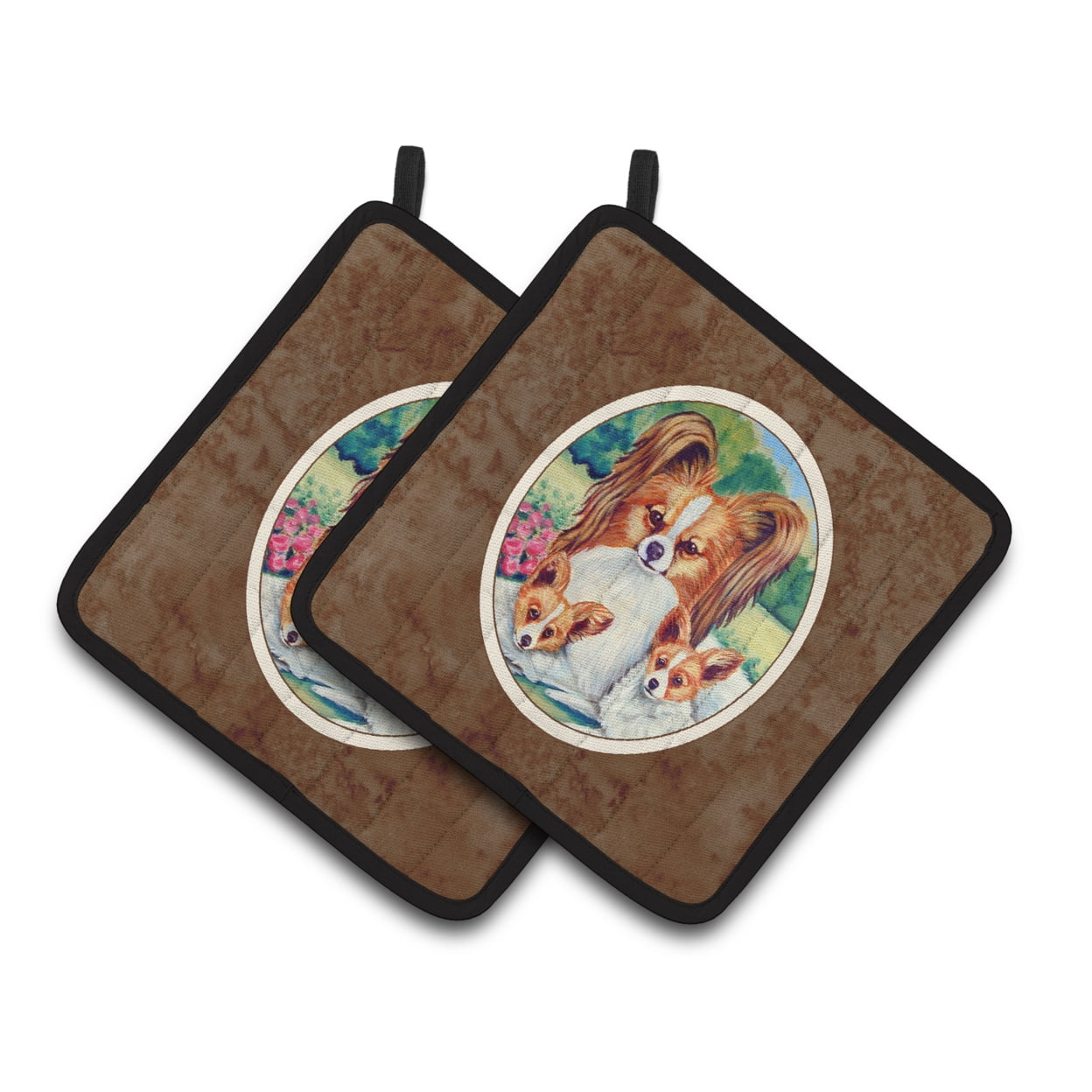 Carolines Treasures 7042PTHD Papillon A Mommas Love Pair of Pot Holders , 7.5HX7.5W, multicolor