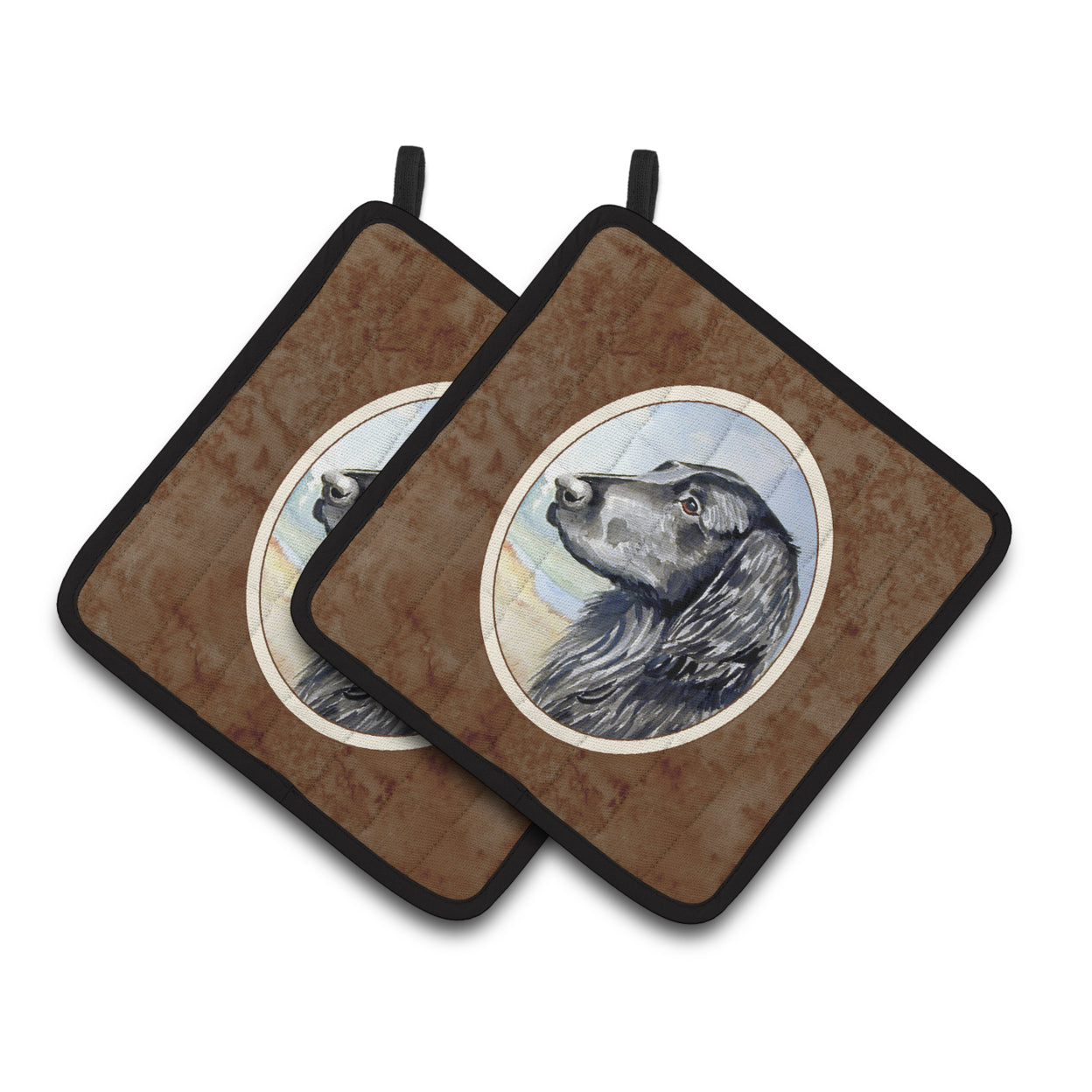Carolines Treasures 7064PTHD Flat Coated Retriever Pair of Pot Holders , 7.5HX7.5W, multicolor