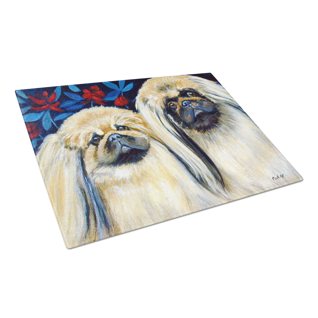 Carolines Treasures 7193LCB Two Pekingese on a Glass Cutting Board Large, 12H x 16W, multicolor