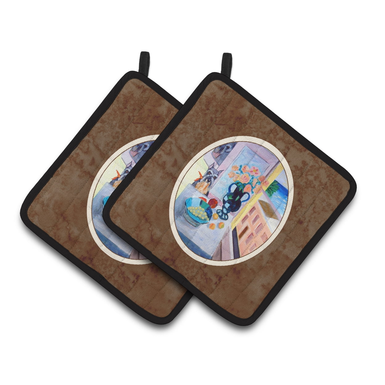 Carolines Treasures 7255PTHD Schnauzer Pair of Pot Holders , 7.5HX7.5W, multicolor