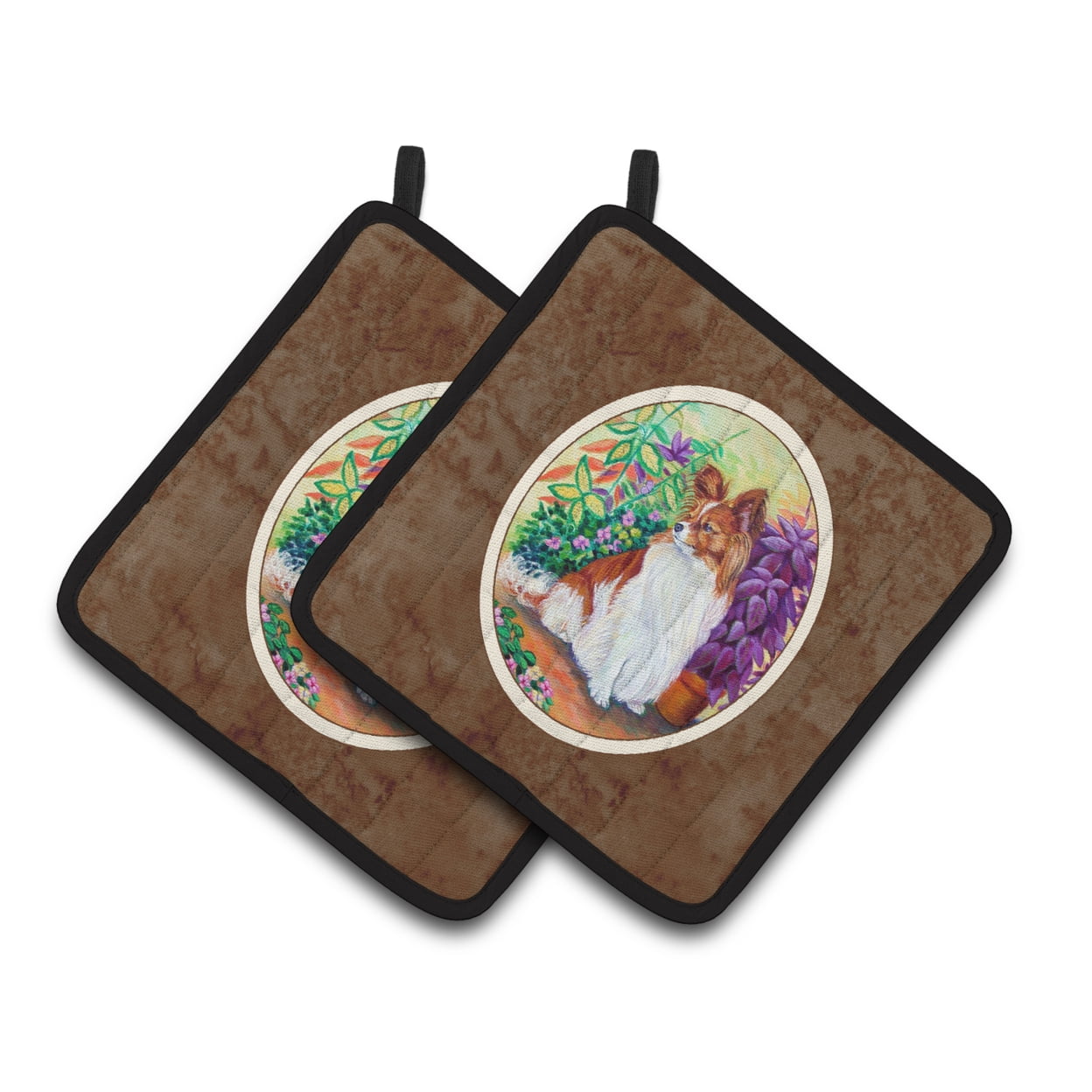 Carolines Treasures 7274PTHD Papillon Pair of Pot Holders 7.5HX7.5W multicolor