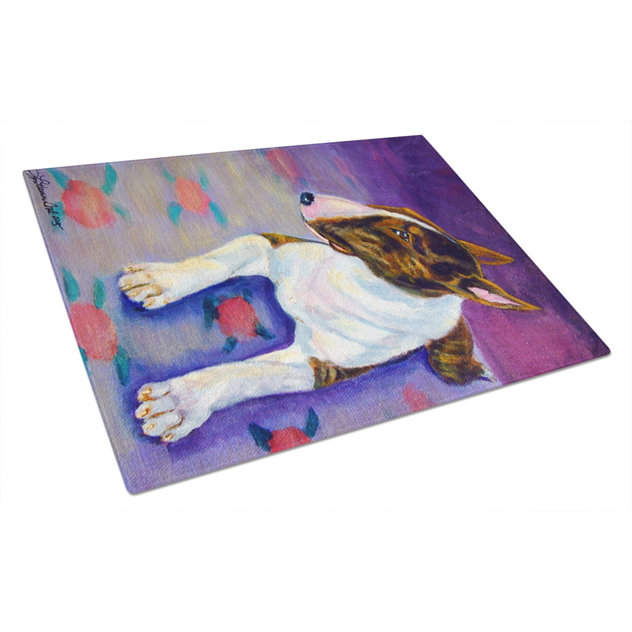 Bull Terrier Glass Cutting Board Large