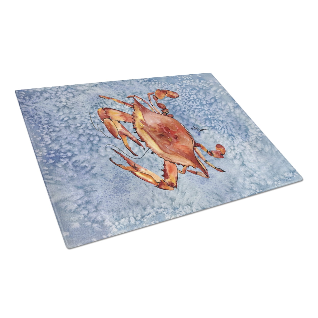Carolines Treasures 8147LCB Crab Glass Cutting Board Large, 12H x 16W, multicolor