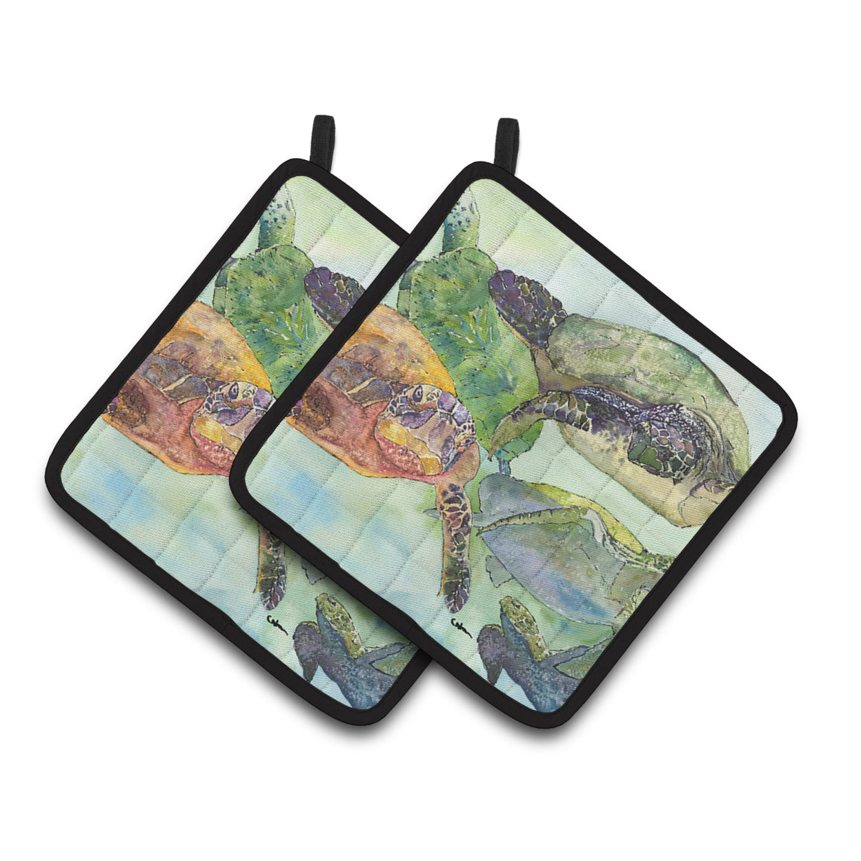 Carolines Treasures 8549PTHD Turtle Pair of Pot Holders , 7.5HX7.5W, multicolor