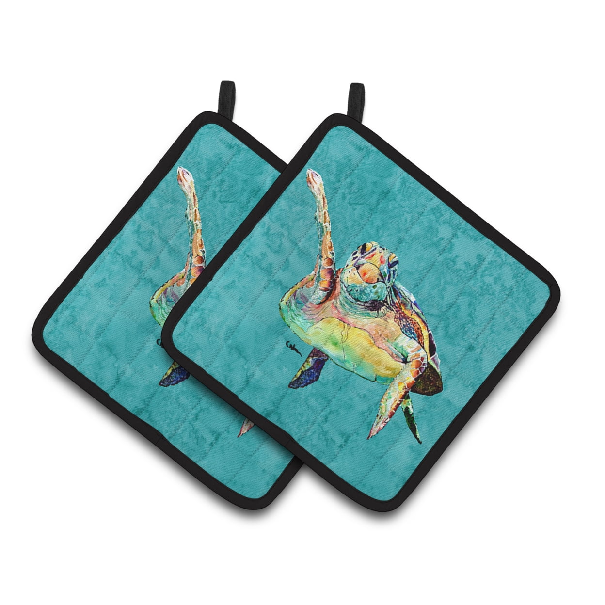 Carolines Treasures 8672PTHD Turtle Pair of Pot Holders , 7.5HX7.5W, multicolor