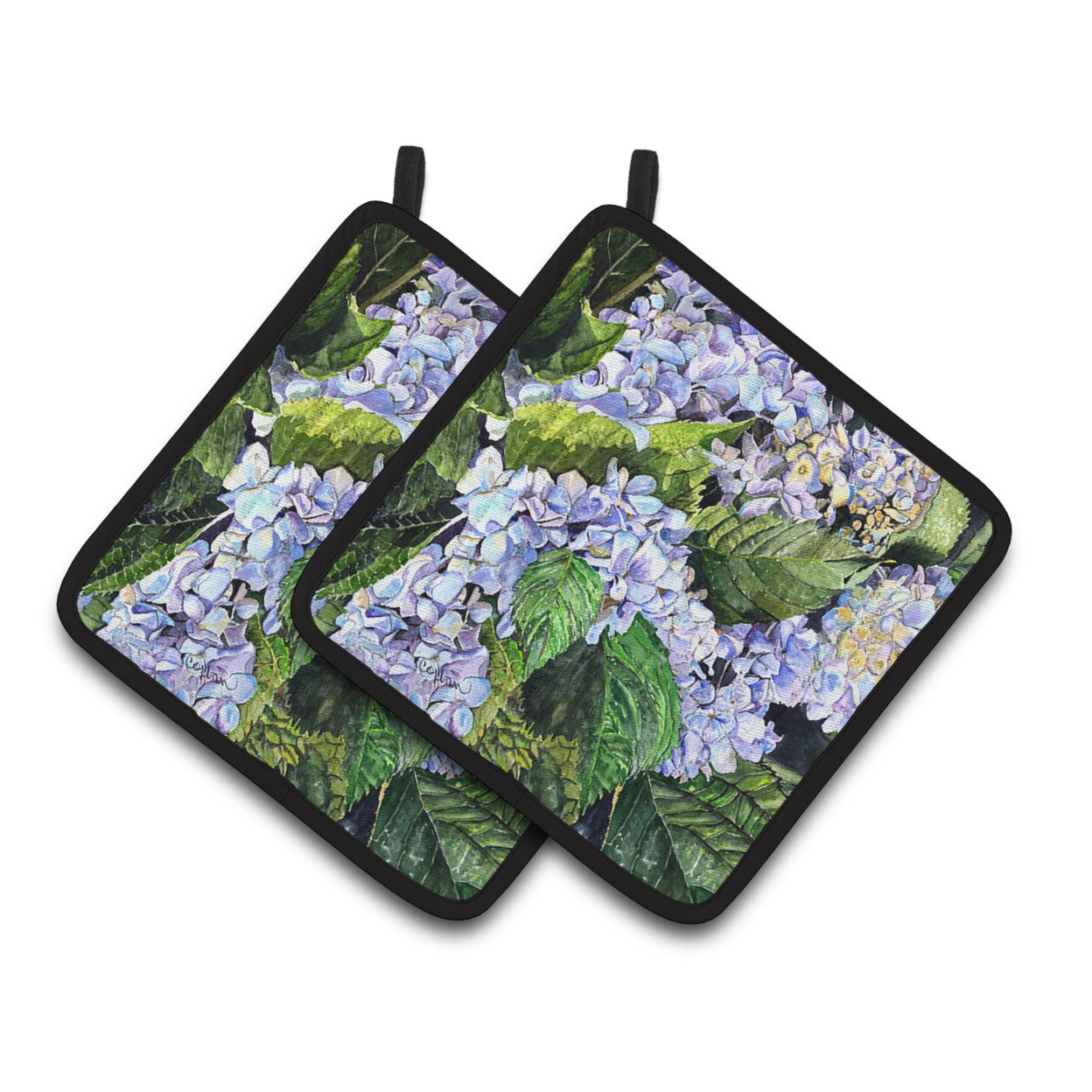 Carolines Treasures 8730PTHD Hydrangea Pair of Pot Holders , 7.5HX7.5W, multicolor
