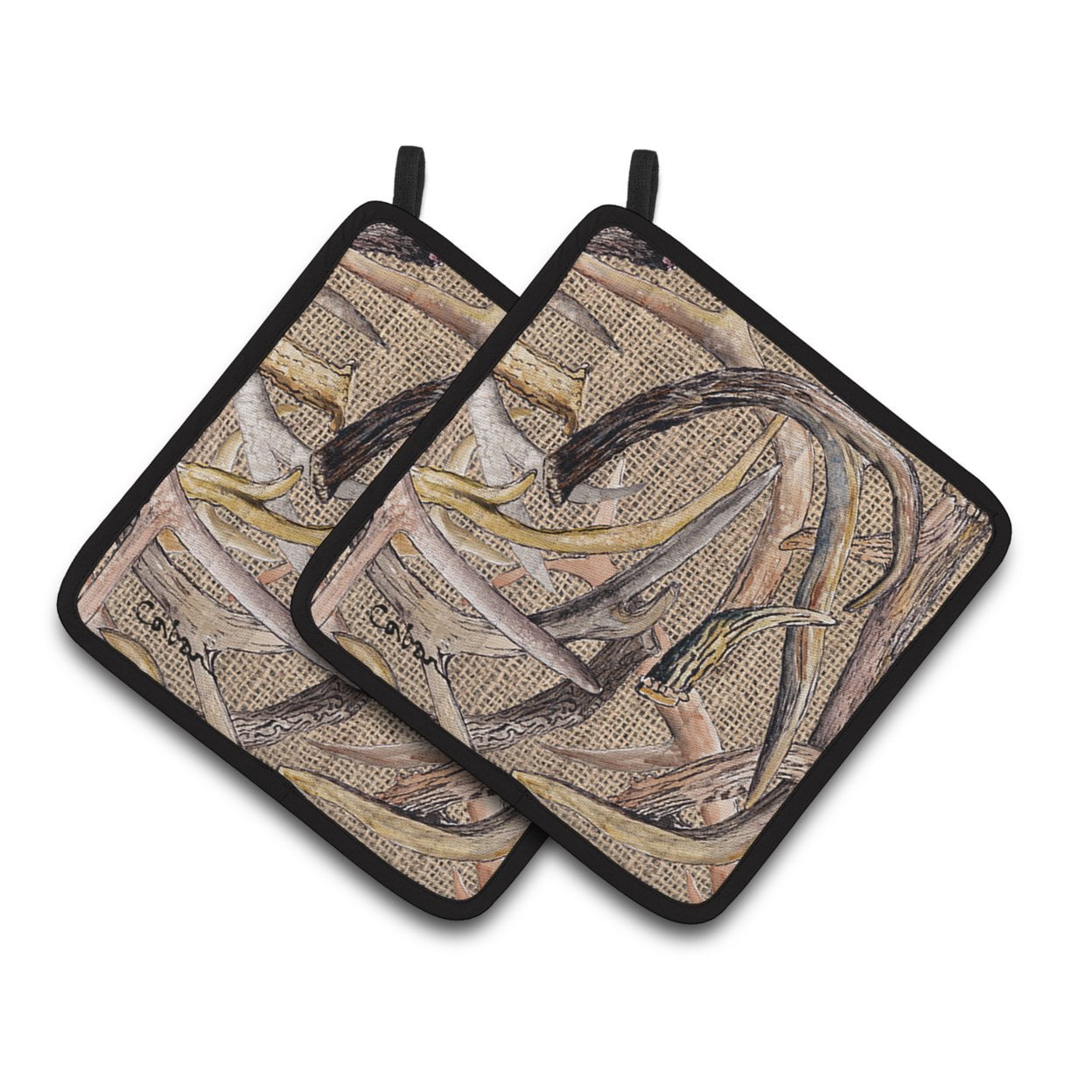 Deer Horns Pair of Pot Holders