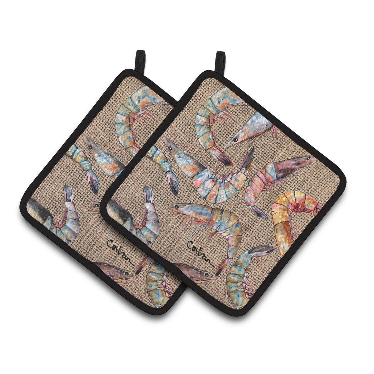 Carolines Treasures 8738PTHD Shrimp Pair of Pot Holders, 7.5HX7.5W, multicolor
