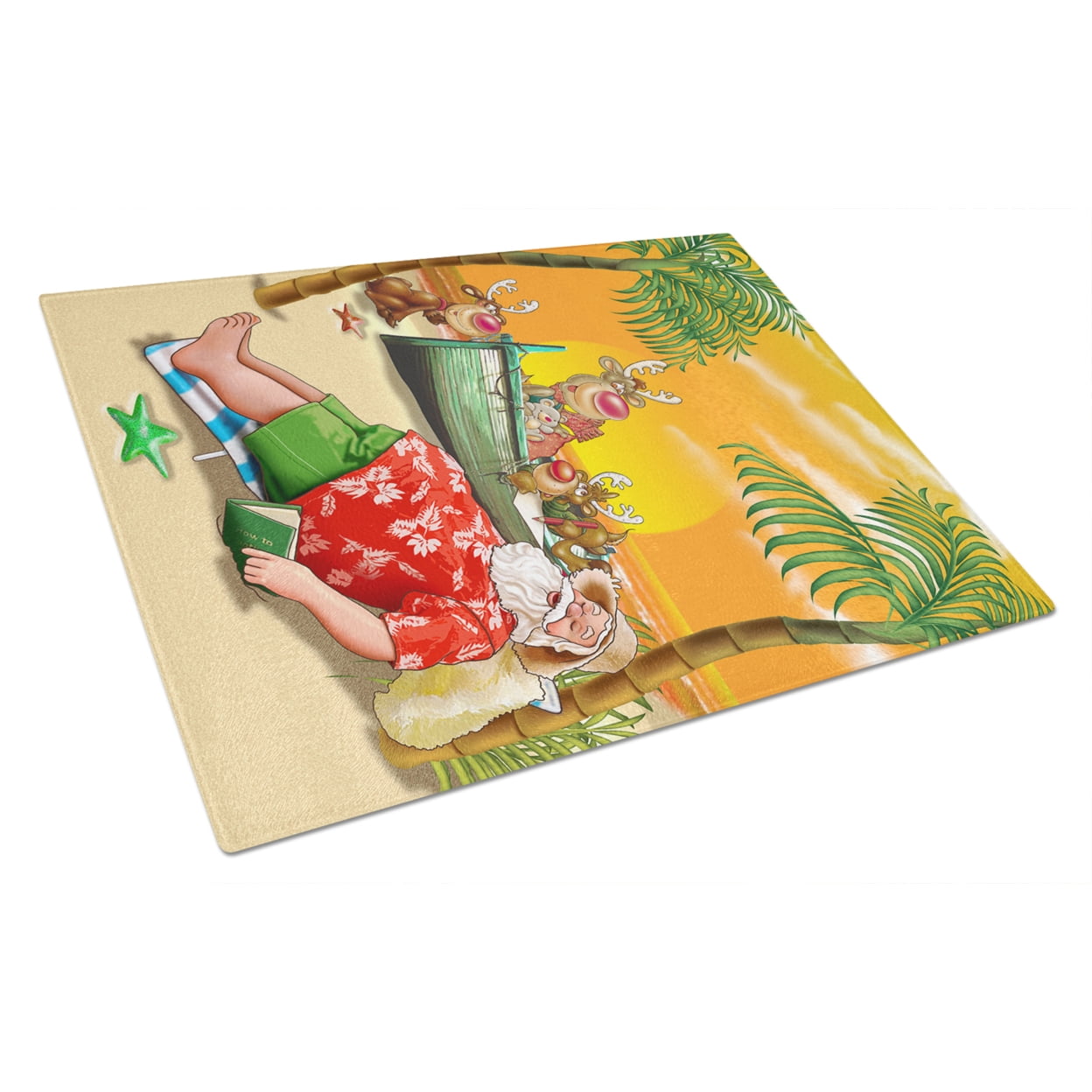 Carolines Treasures APH5149LCB Beach Christmas Santa Claus Napping Glass Cutting Board Large, 12H x 16W, multicolor