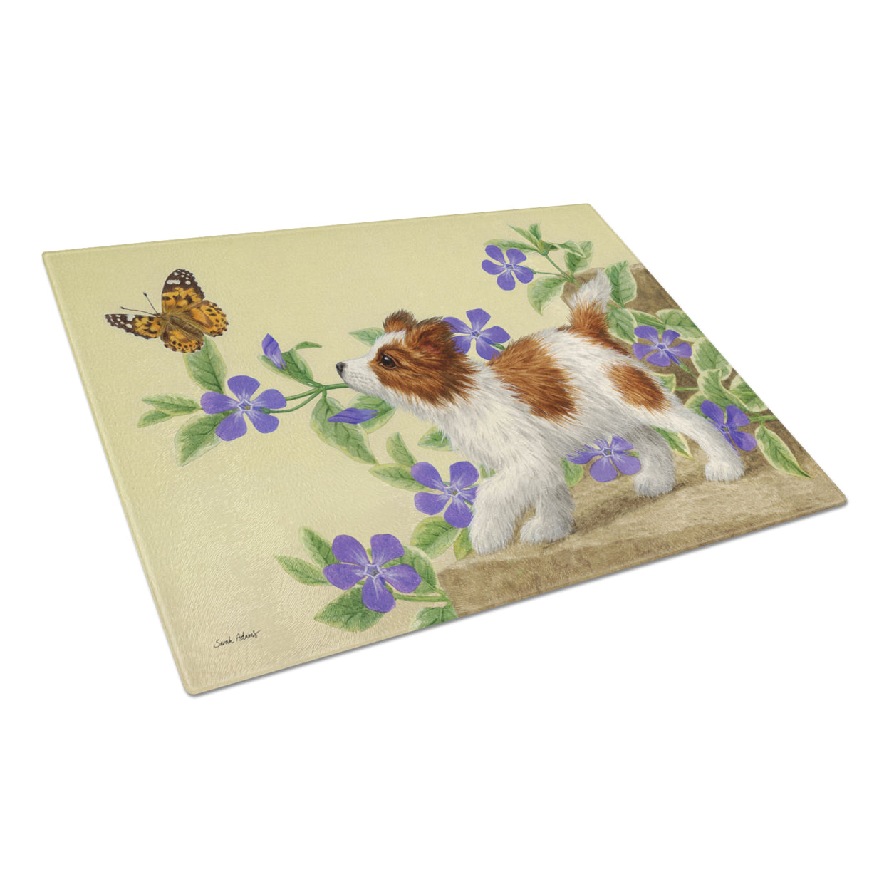 Carolines Treasures ASA2204LCB Papillon Pup Glass Cutting Board Large, 12H x 16W, multicolor