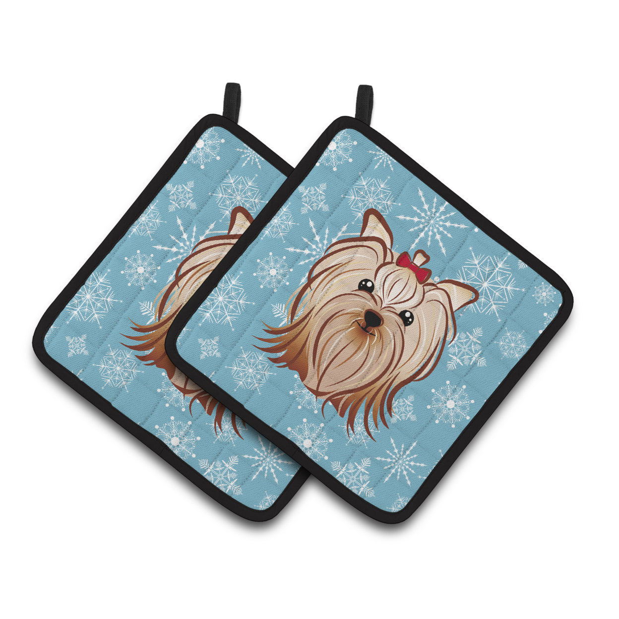 Carolines Treasures BB1638PTHD Snowflake Yorkie Yorkishire Terrier Pair of Pot Holders , 7.5HX7.5W, multicolor