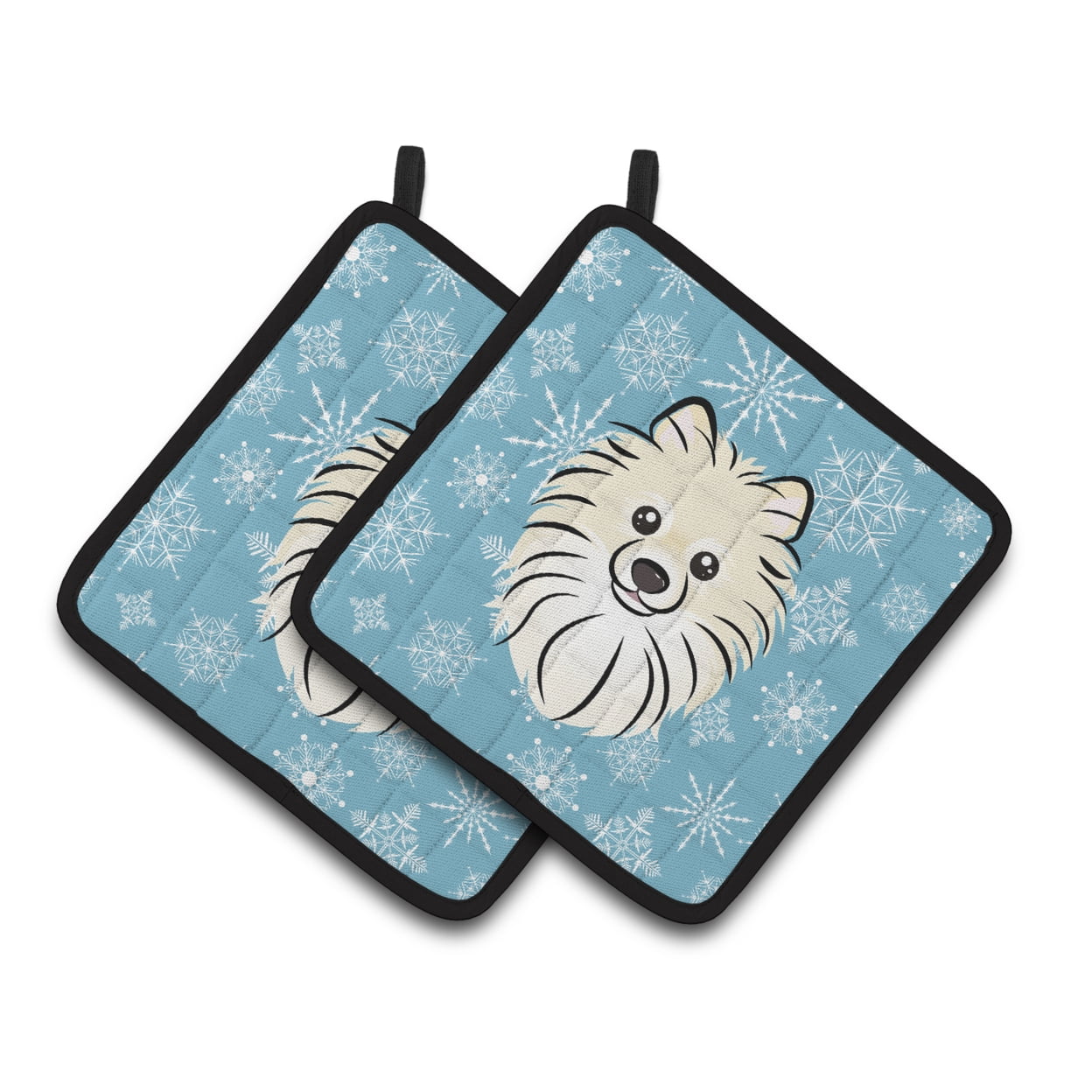 Carolines Treasures BB1641PTHD Snowflake Pomeranian Pair of Pot Holders , 7.5HX7.5W, multicolor