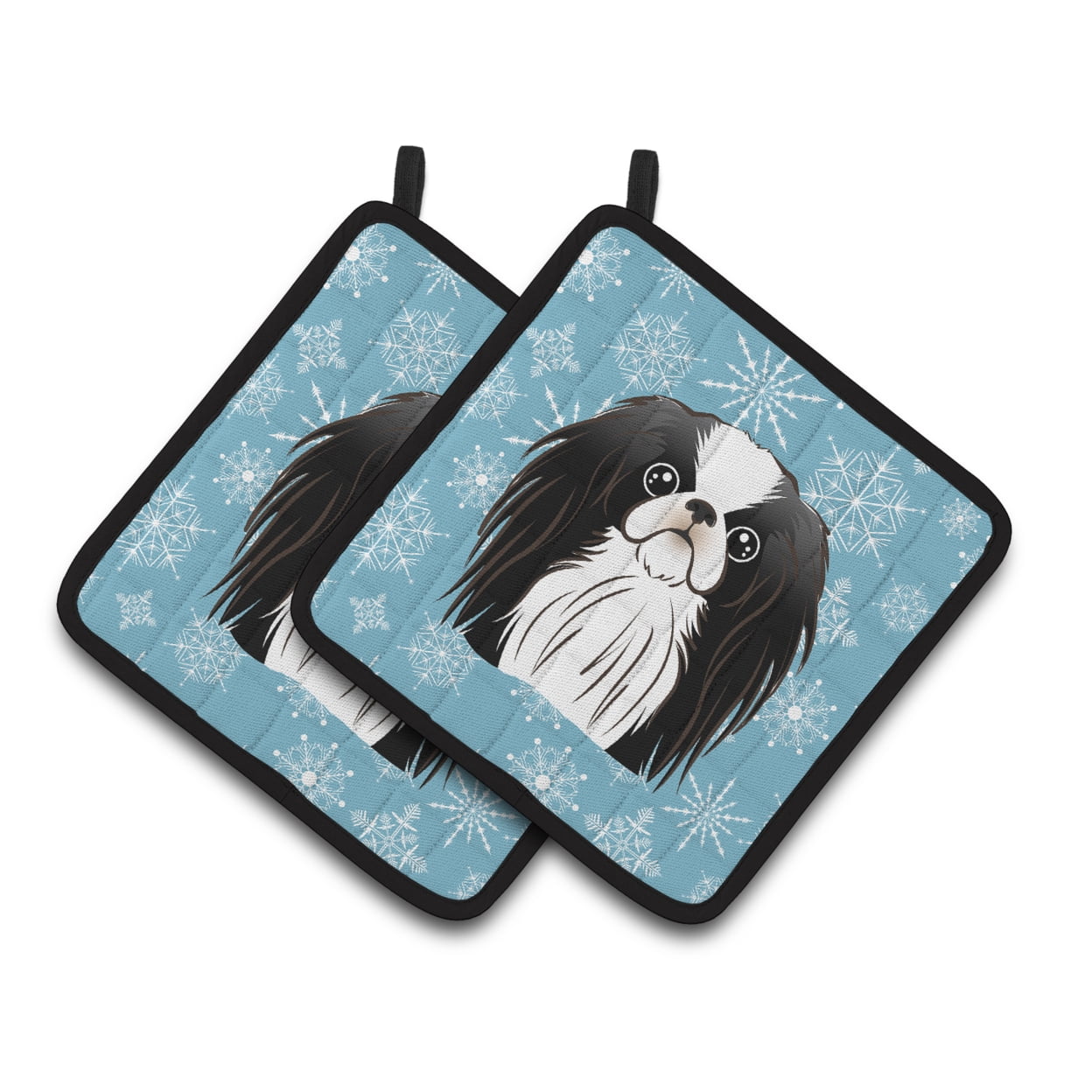 Carolines Treasures BB1664PTHD Snowflake Japanese Chin Pair of Pot Holders 7.5HX7.5W multicolor