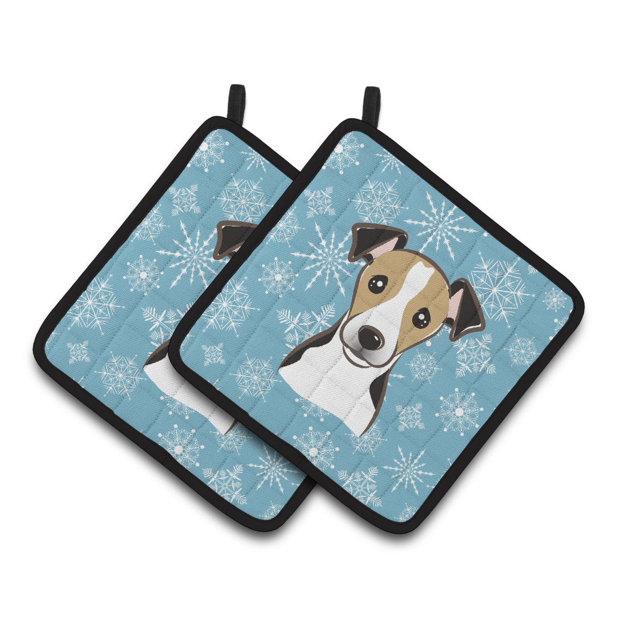 Snowflake Jack Russell Terrier Pair of Pot Holders