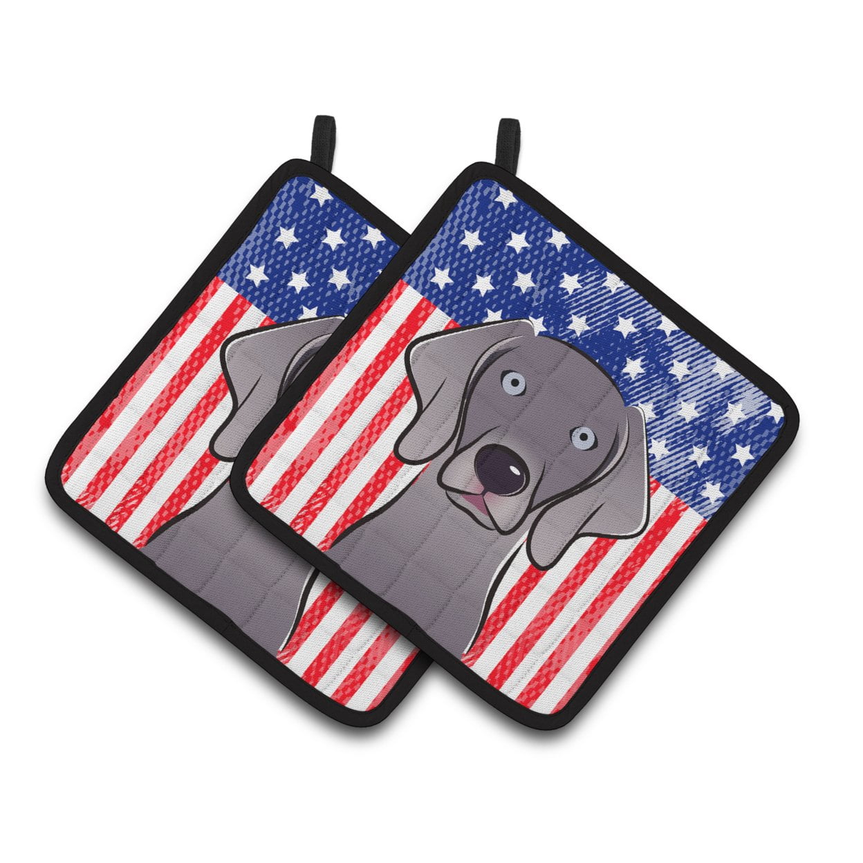 Carolines Treasures BB2161PTHD Flag and Weimaraner Pair of Pot Holders , 7.5HX7.5W, multicolor