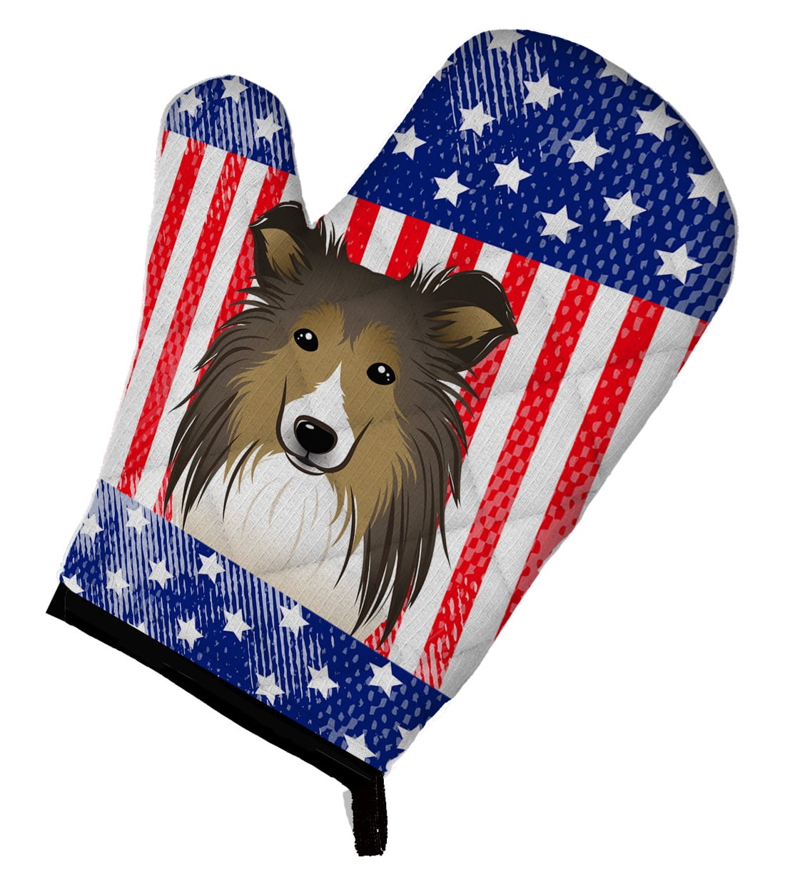 Carolines Treasures BB2172OVMT American Flag and Sheltie Oven Mitt Large multicolor