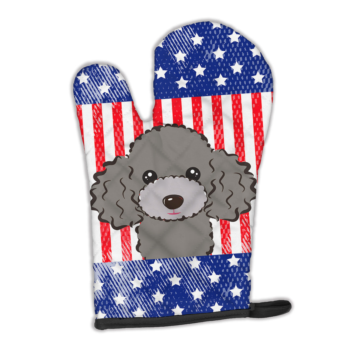 Carolines Treasures BB2189OVMT American Flag and Silver Gray Poodle Oven Mitt Large multicolor