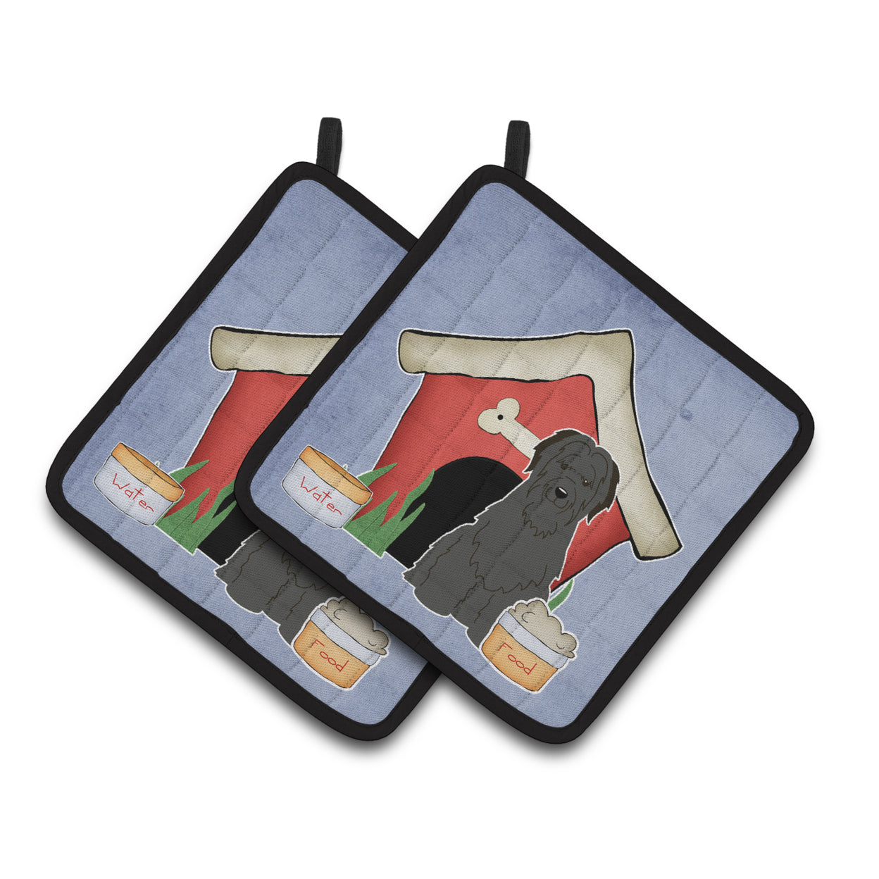 Carolines Treasures BB2835PTHD Dog House Collection Briard Black Pair of Pot Holders , 7.5HX7.5W, multicolor