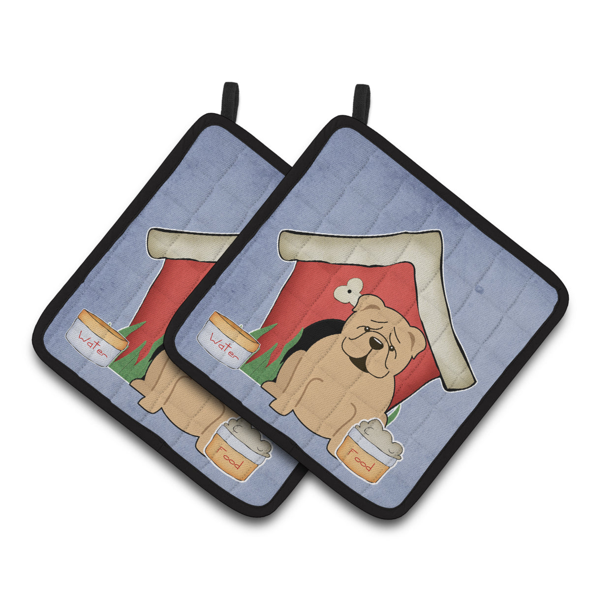 Carolines Treasures BB2878PTHD Dog House Collection English Bulldog Fawn Pair of Pot Holders 7.5HX7.5W multicolor