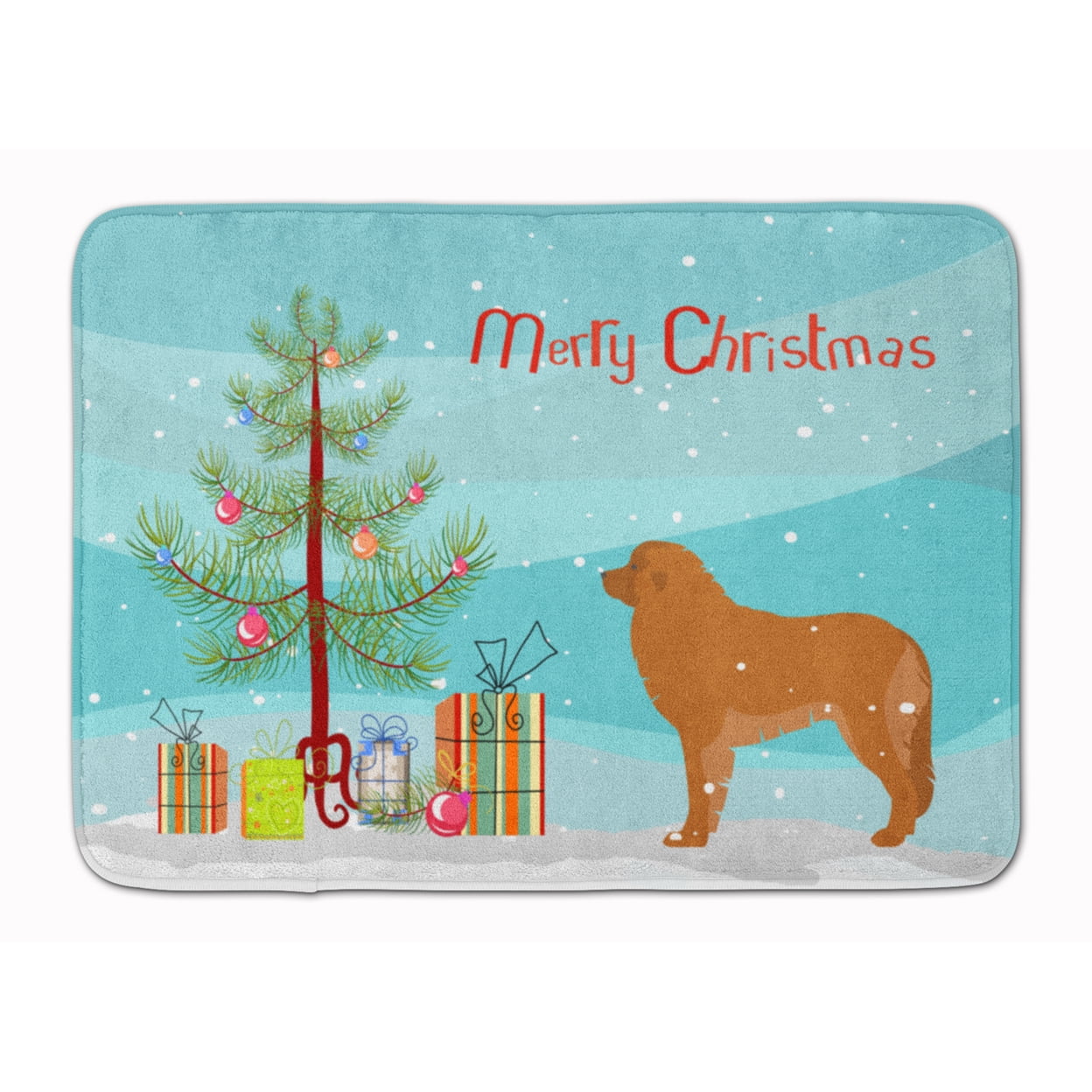 Leonberger Merry Christmas Tree Machine Washable Memory Foam Mat