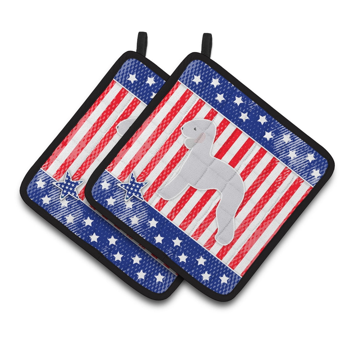 USA Patriotic Bedlington Terrier Pair of Pot Holders