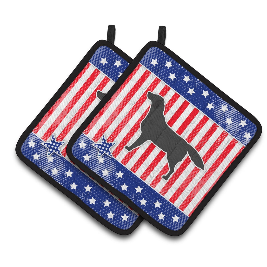 Carolines Treasures BB3308PTHD Patriotic Black Labrador Retriever Pair of Pot Holders 7.5HX7.5W multicolor