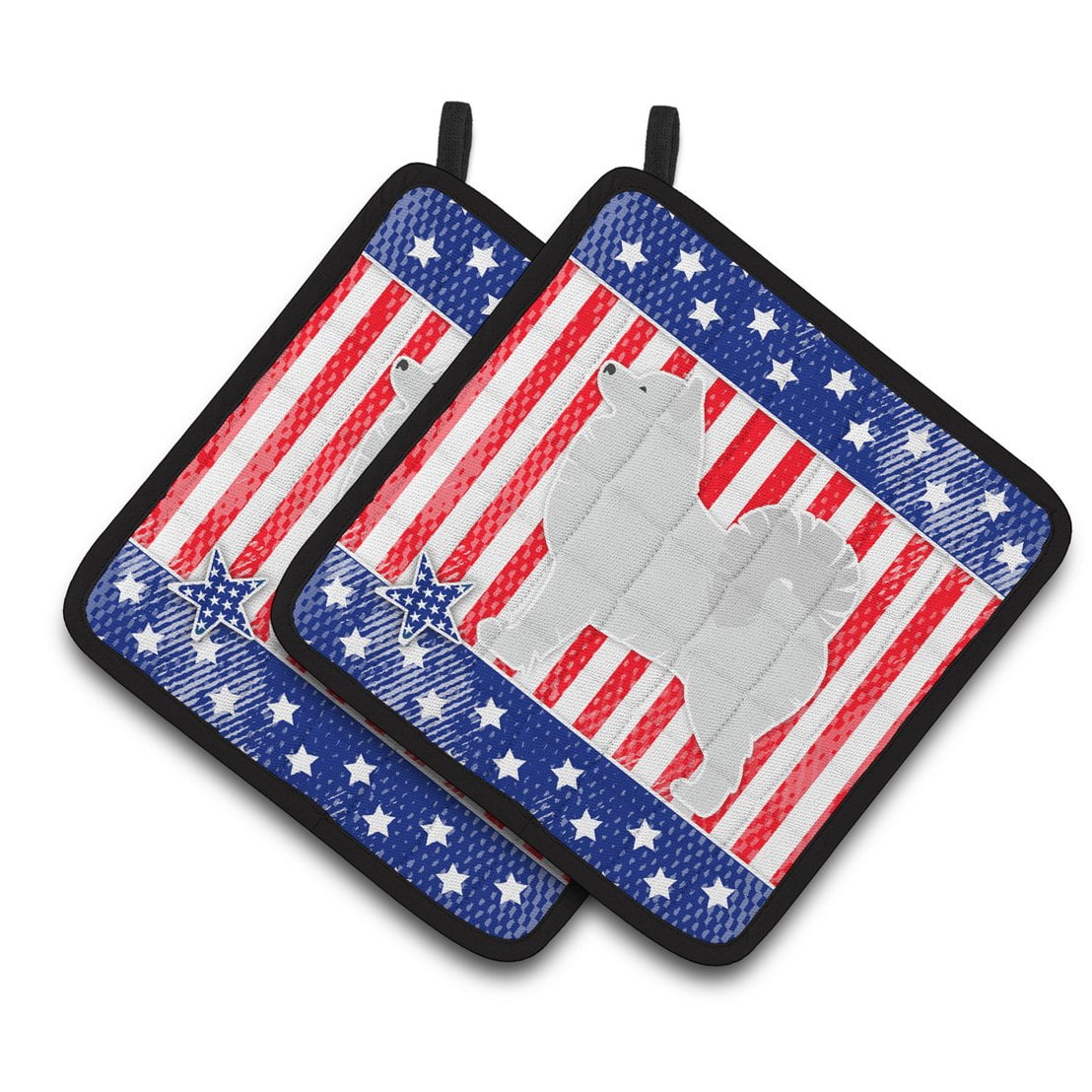 Carolines Treasures BB3359PTHD Patriotic Samoyed Pair of Pot Holders , 7.5HX7.5W, multicolor